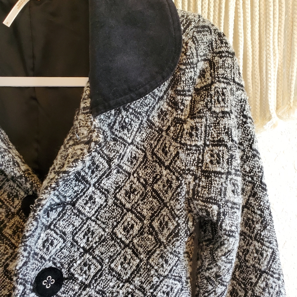 Free People Wool Patterned Button Down Peacoat 4 - image 4